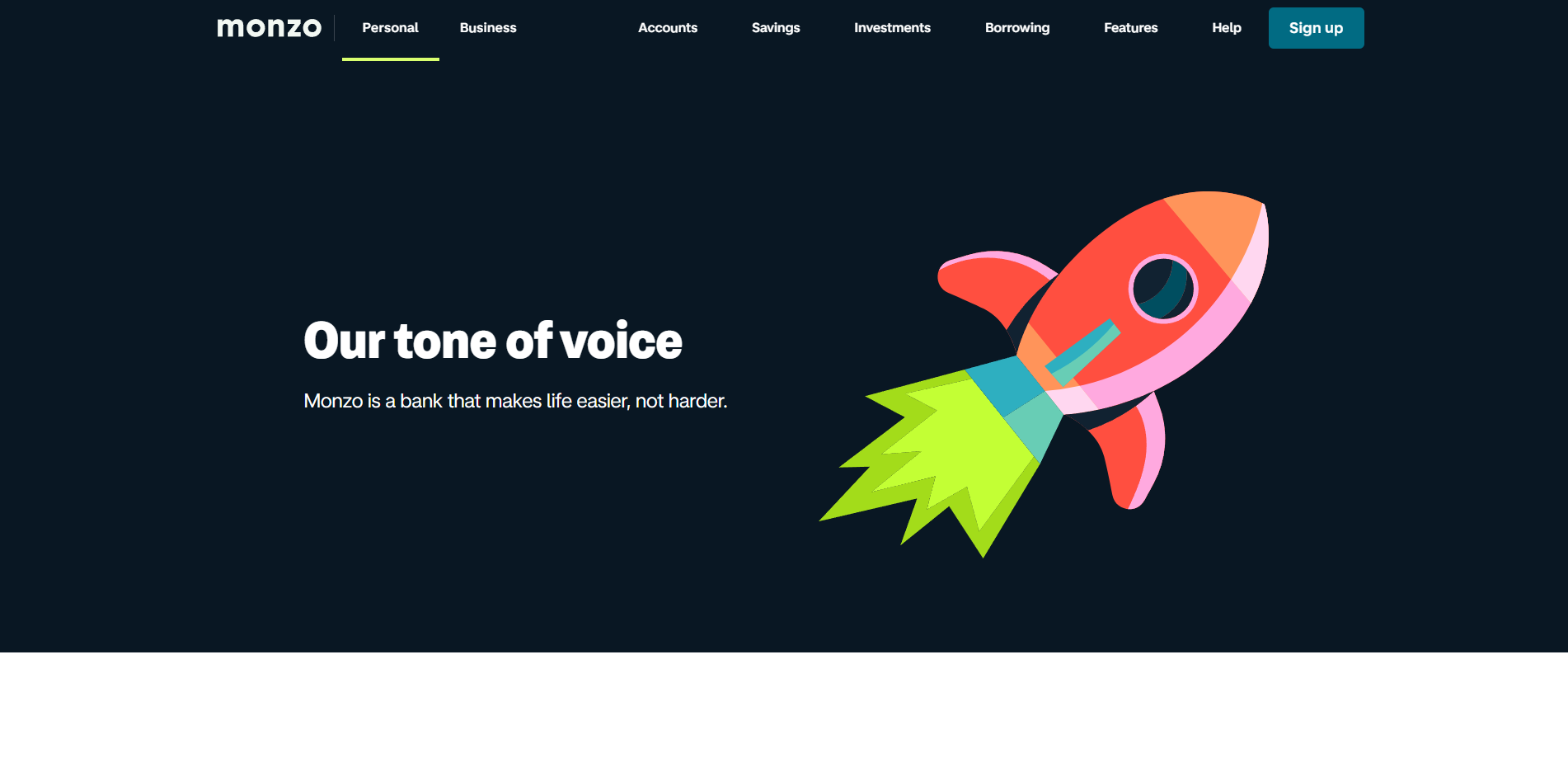 Monzo Bank brand tone of voice...